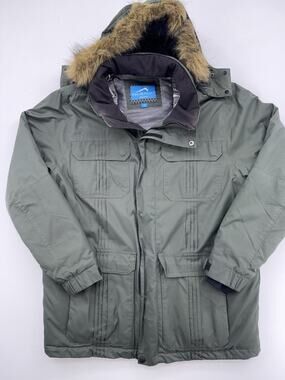 Polar Edge Ski Jacket Men Medium Olive Green Colorblock Thinsulate Hooded Coat